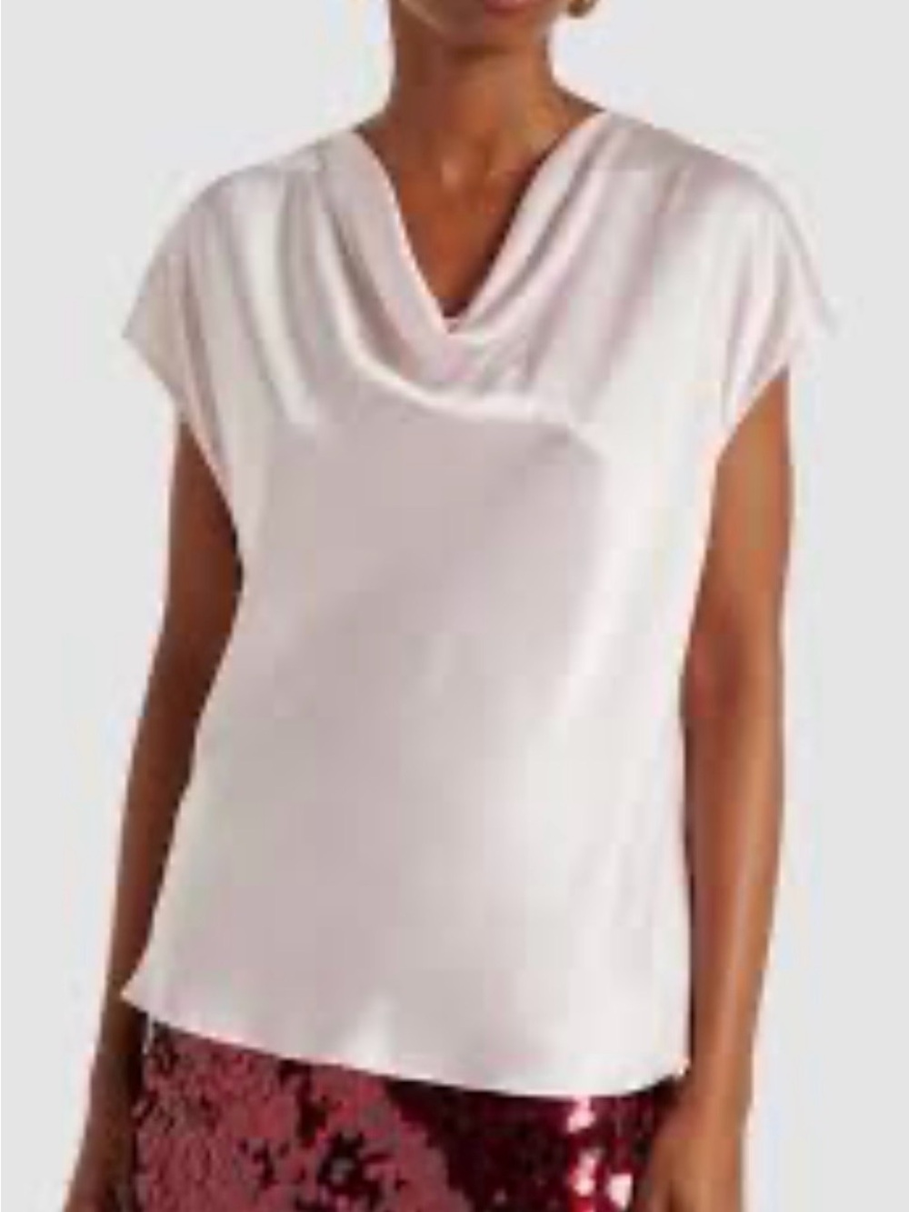 Vince Silk Blouse Cowl Neck Cap Sleeve in Soft Pink size XS